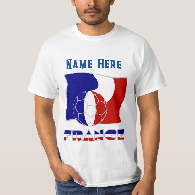 French Soccer Ball Flag Personalised  T-Shirt (Front)