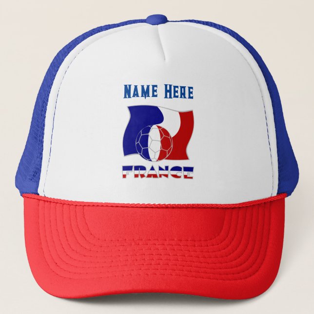 French Soccer Ball Flag Personalised  Trucker Hat (Front)