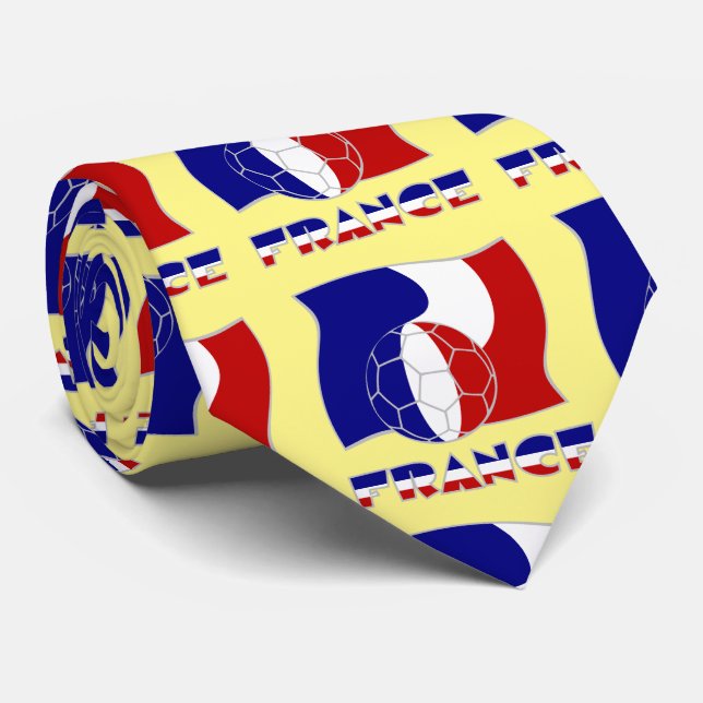 French Soccer Ball Flag  Tie (Rolled)