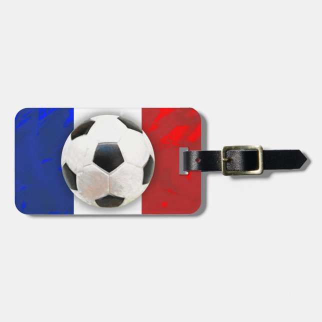 French Soccer Luggage Tag (Front Horizontal)