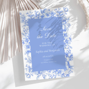 French Something Blue Floral Save the Date