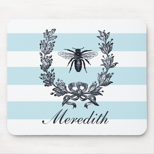 French Sovereign Bee And Laurel Wreath Image Mouse Mat (Front)