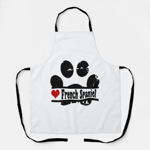 French Spaniel Dog Paw Print Apron