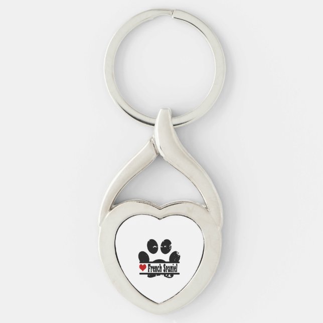 French Spaniel Dog Paw Print Key Ring (Front)