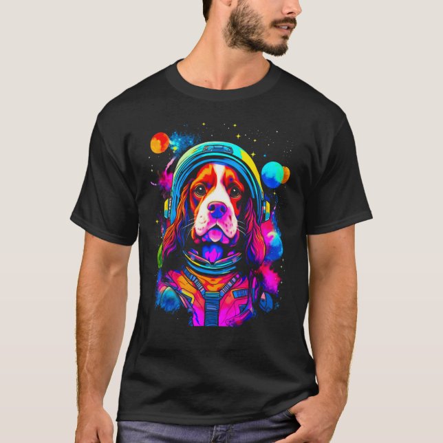 French Spaniel Dog Space Science T-Shirt (Front)