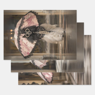 French Standard Poodle Fashion Runway Decoupage  Wrapping Paper Sheet