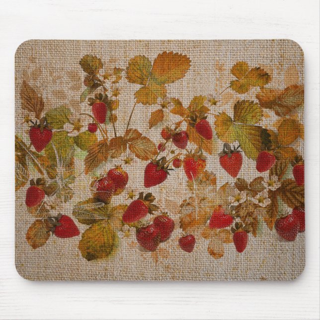 French Strawberries Cretonne Mouse Mat (Front)