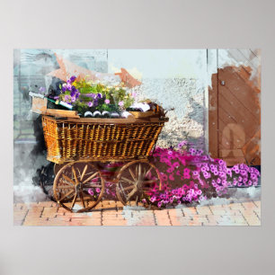 French Street Cart in Alsace Poster
