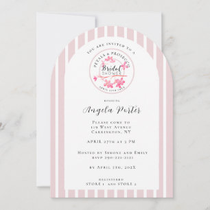 French Stripes Prosecco Primrose Petal Shower  Invitation