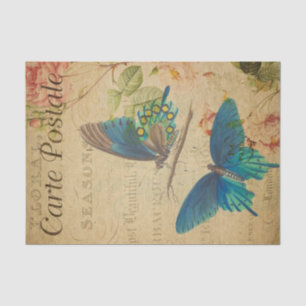 French Style Carte Postale Blue Butterflies Tissue Paper