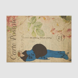 French Style Carte Postale Elegant Woman Tissue Paper