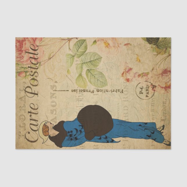 French Style Carte Postale Elegant Woman Tissue Paper (Front)