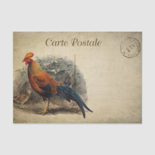 French Style Carte Postale Rooster Tissue Paper