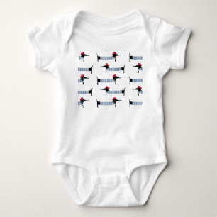 French style dog, cartoon pattern. baby bodysuit