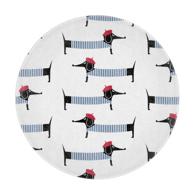 French style dog, cartoon pattern. cutting board (Front)