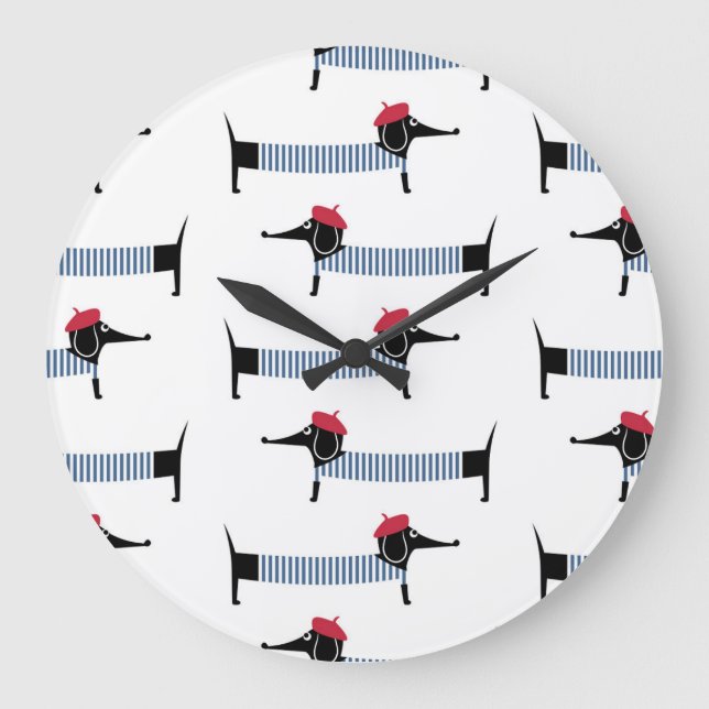 French style dog, cartoon pattern. large clock (Front)