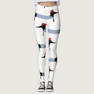 French style dog, cartoon pattern. leggings