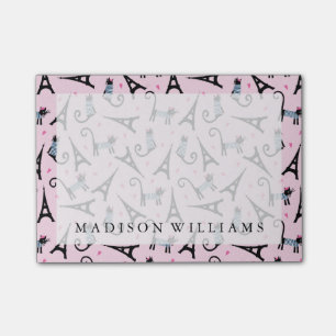 French Style Dressed Cat With Eiffel Tower Pattern Post-it Notes