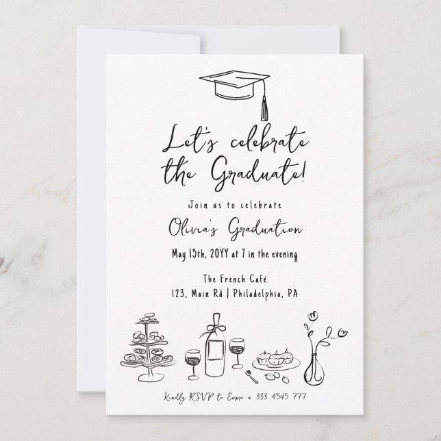 French style Graduation Brunch Luncheon Dinner Invitation (Front)