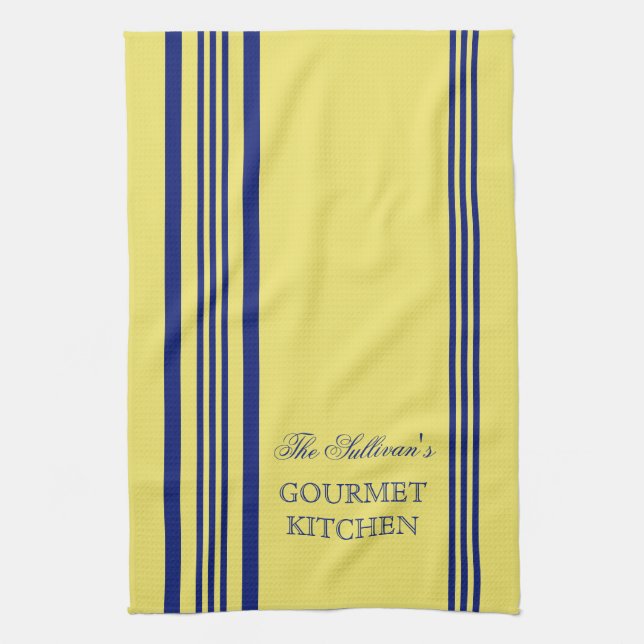 French Style Stripe Personalised Kitchen Towels (Vertical)