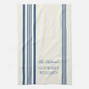 French Style Stripe Personalised Kitchen Towels