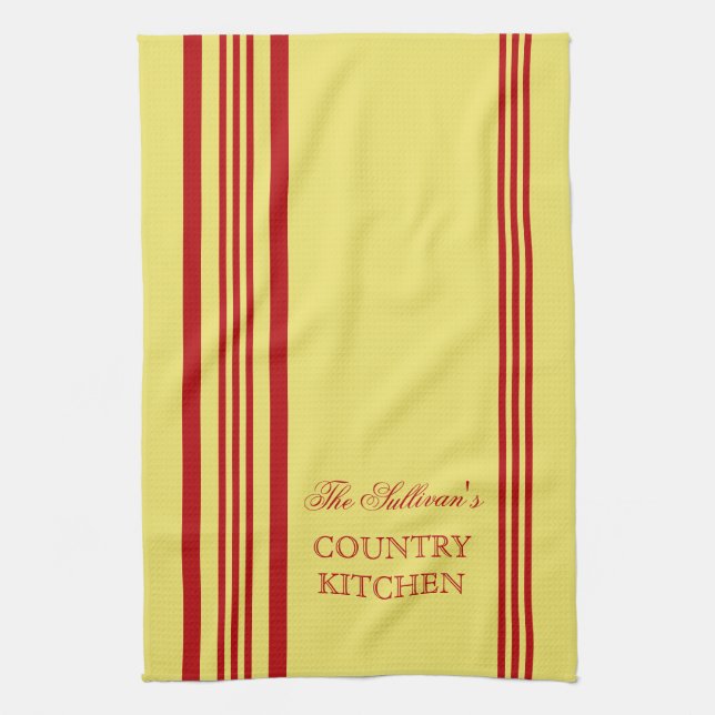 French Style Stripe Personalised Kitchen Towels (Vertical)