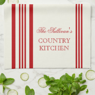 French Style Stripe Personalised Kitchen Towels