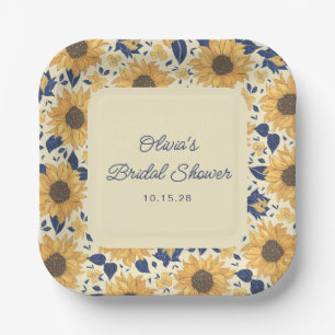 French Sunflower Yellow Bridal Shower Custom Paper Plate