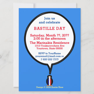 French Talking Ms. Penguin Personalised  Invitation