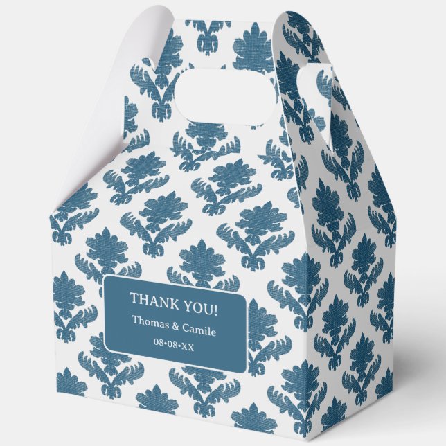 French Tapestry Blue and White THANK YOU Favour Box (Front)