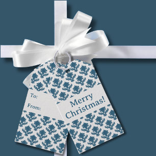 French Tapestry Blue on White Gift Tags