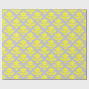 French Tapestry Bright Yellow and Grey Wrapping Paper