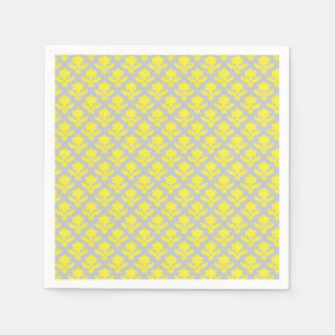 French Tapestry Bright Yellow Light Grey Wedding Napkin