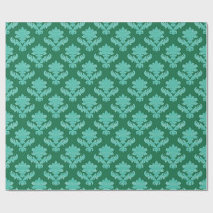 French Tapestry Mint Green Wrapping Paper