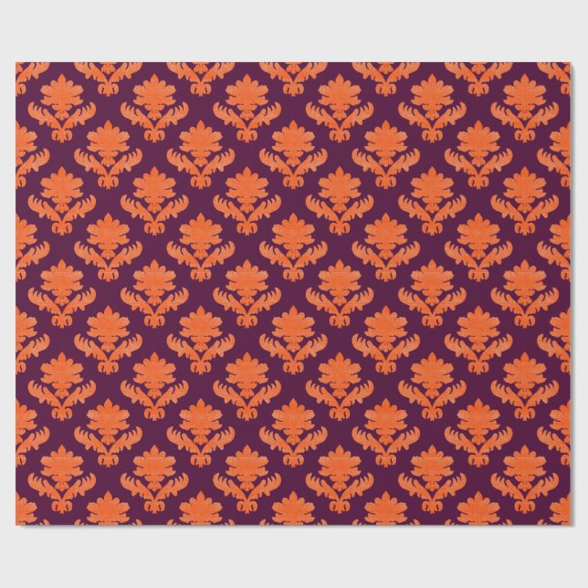 French Tapestry Orange Burgundy Wrapping Paper (Flat)