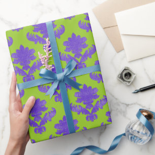 French Tapestry Purple and Green Wrapping Paper