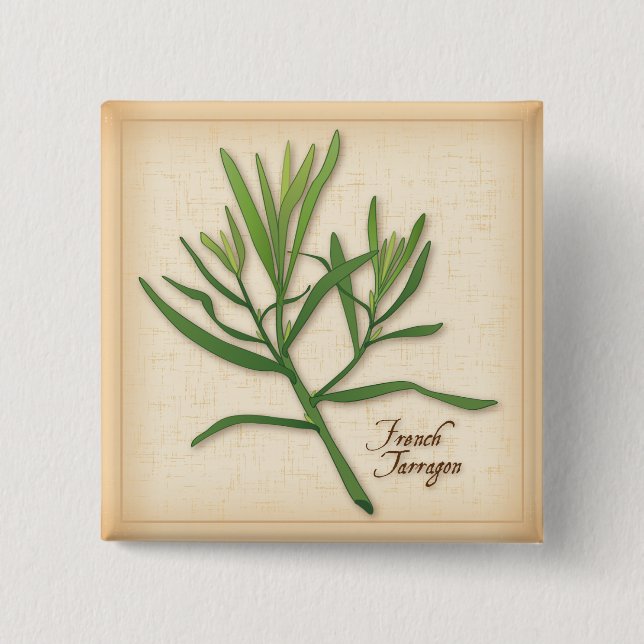 French Tarragon Herb 15 Cm Square Badge (Front)