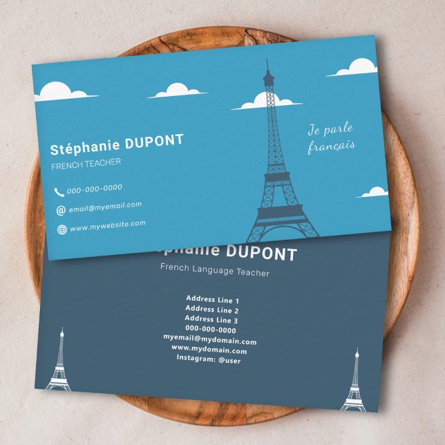 French Teacher Blue Business Card (French Teacher Blue Business Card)