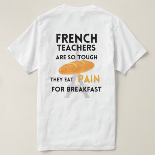 French teacher funny black text front and back  T-Shirt