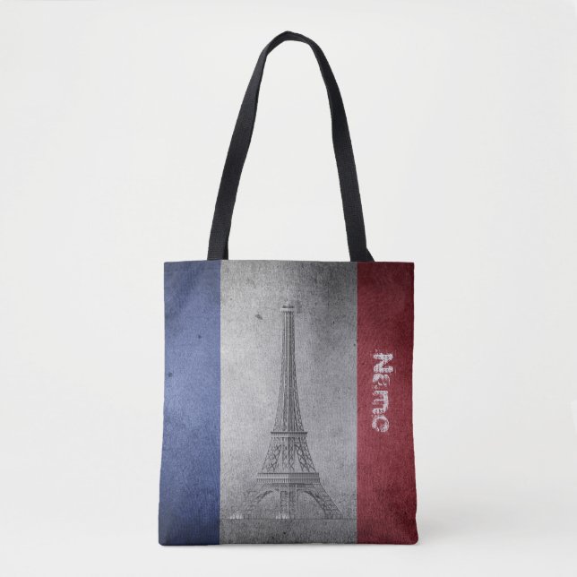French Teacher Gift Retro Flag Personalised Tote Bag (Front)