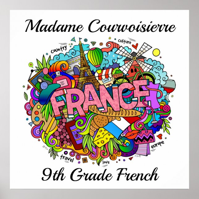 French Teacher or France Art Poster (Front)