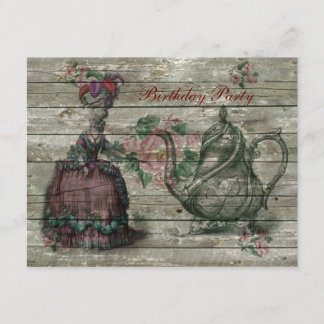 french teapot marie antoinette birthday party invitation