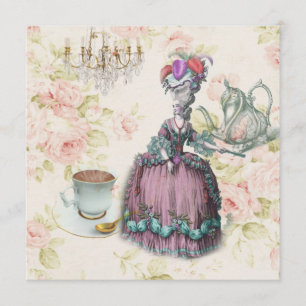 french teapot marie antoinette birthday party invitation