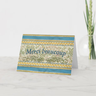 French Thank You, Embroidered Fabric Thank You Card