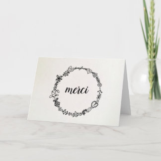 French Thank You Wreath Note Card, Merci Card