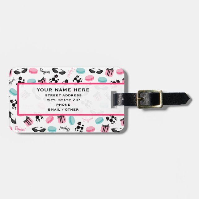 French Themed Luggage Tag (Front Horizontal)