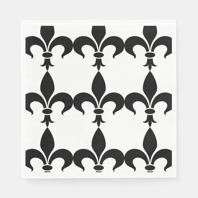 French Themed Party Fleur de Lis Paper Napkins (Front)