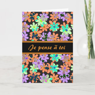 French Thinking of You Flower Card w/ Blank Inside