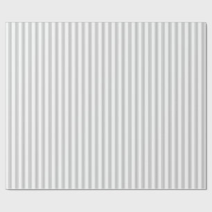 French Ticking Stripe Grey White 2 Gift Wrapping Paper