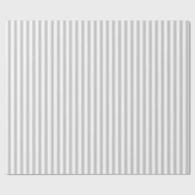 French Ticking Stripe Grey White 2 Gift Wrapping Paper (Flat)